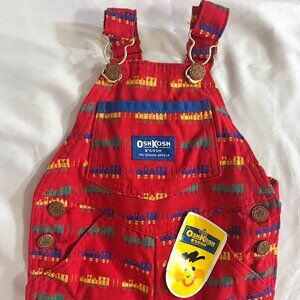 Vintage OshKosh B’gosh Baby Overalls Train Print NWT 3-6M Made USA Vestbak Rare